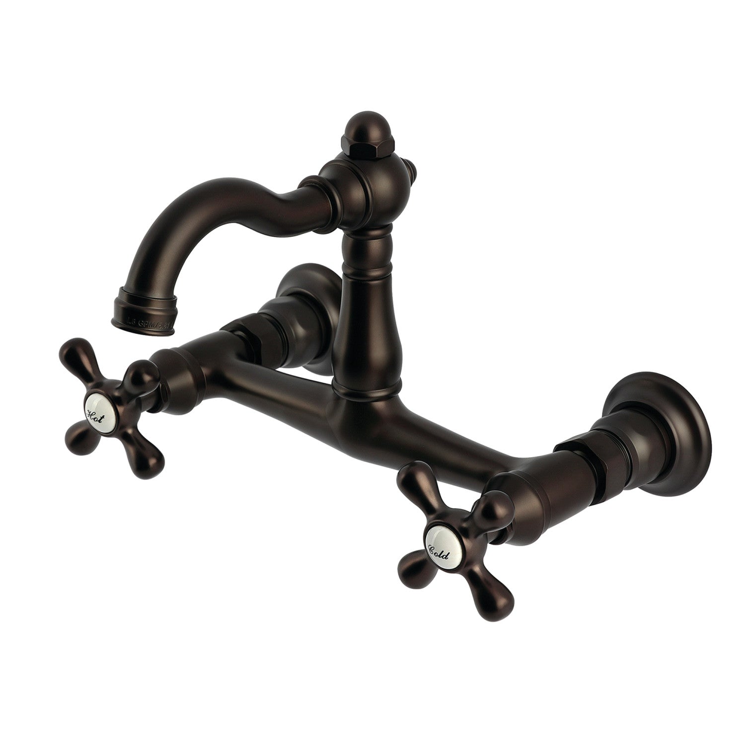 Kingston Heirloom KS3255AX - Vintage Two-Handle 2-Hole Wall Mount Bridge Kitchen Faucet, Oil Rubbed Bronze — image 1